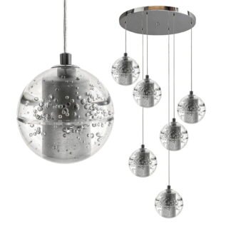Nowoczesna lampa wisząca sufitowa 6x kula kryształ LED