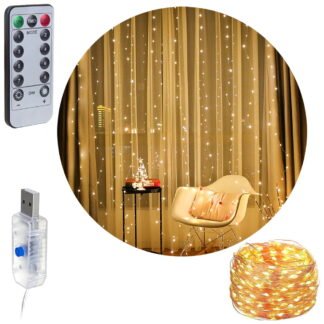 KURTYNA ŚWIETLNA 3x2,5m 300LED USB + PILOT
