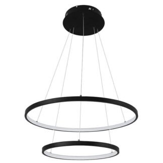 Lampa sufitowa led 2 ringi czarna światło zimne