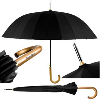 Parasol czarny z drewnianą rączką