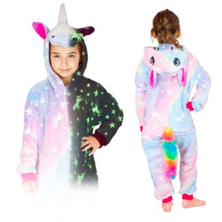 Onesie children violet glowing unicorn - 134-140