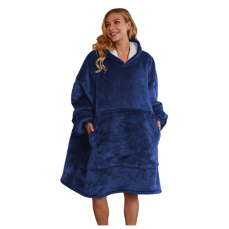 KOC BLUZA KOCOBLUZA MIĘKKA GRUBA OVERSIZE Z KAPTUREM 2w1 CIEPŁA GRANATOWA