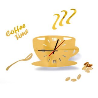 Zegar ścienny filiżanka kawa coffee DIY złoty