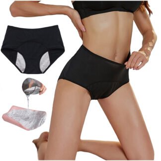MAJTKI MENSTRUACYJNE NIEPRZECIEKAJĄCE CZARNE XXXL WYSOKI STAN FIGI DAMSKIE