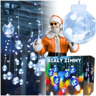 Kurtyna świetlna LED kule 108 LED zimny biały