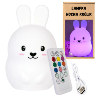 LAMPKA KRÓLIK SILIKONOWY LAMPKA NOCNA ZMIANA KOLORÓW DOTYKOWA BEZPRZEWODOWA