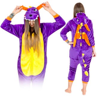 Kostium Onesie purple dragon - XL