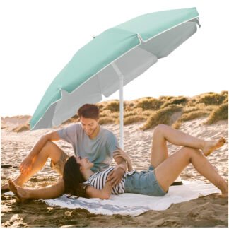 Parasol plażowy w kolorze miętowym z filtrem UV