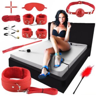 DUŻY ZESTAW BDSM AKCESORIA CZERWONY