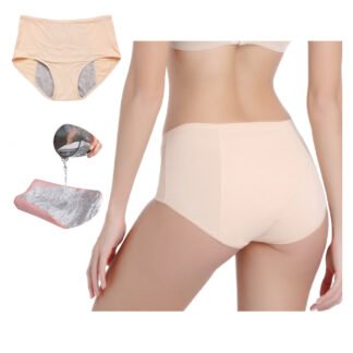 MAJTKI MENSTRUACYJNE NIEPRZECIEKAJĄCE BEŻOWE WYSOKI STAN FIGI DAMSKIE XXXL