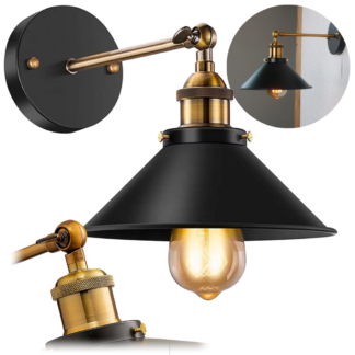 KINKIET ŚCIENNY LAMPA LOFT POKOJU ZŁOTY CZARNY