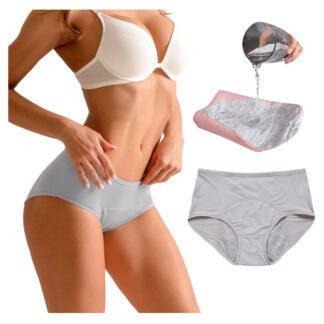 MAJTKI MENSTRUACYJNE SZARE L NIEPRZECIEKAJĄCE WYSOKI STAN FIGI DAMSKIE