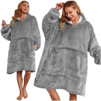 Kocoblůza Oversize Šedá s Kapucí - Teplá a Měkká