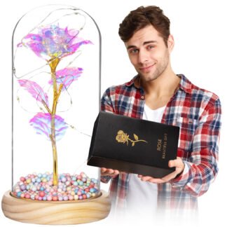 Věčná růže ve skle LED dárek Valentýn