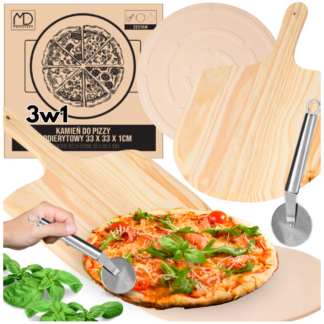 Kámen na Pizzu Set: Lopata, Deska, Nůž - Pro Domácí Pečení