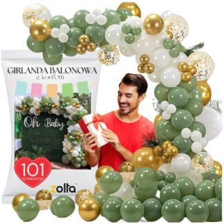 Zelená Zlatá Balónková Girlanda na Oslavu 101ks