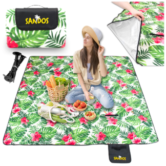 Pikniková deka 200x200 Květiny + Kotvy