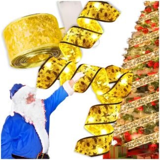 Vánoční LED stuha girlanda zlatá 4m