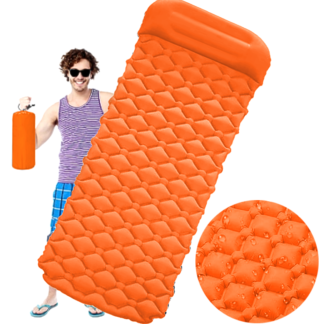 Nafukovací matrace s polštářem - oranžová