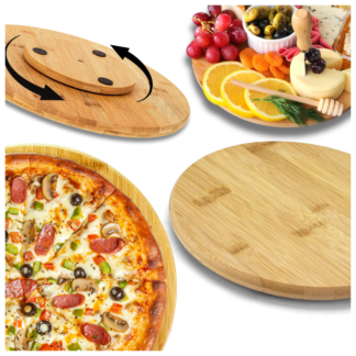 Bambusová otočná deska na pizzu 40 cm PREMIUM