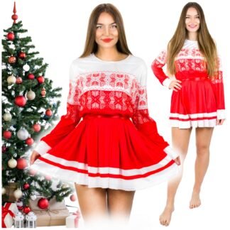 Elegantní vánoční šaty s dlouhým rukávem