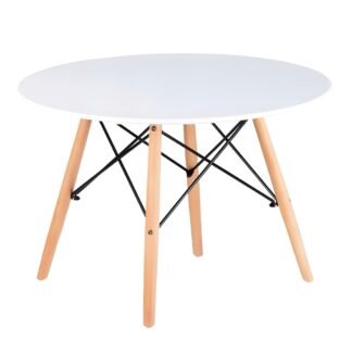 Bílý kulatý konferenční stolek 60cm, skandinávský styl