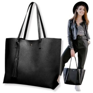 Černá Shopper Kabelka A4 - Elegantní Taška do Práce/Školy