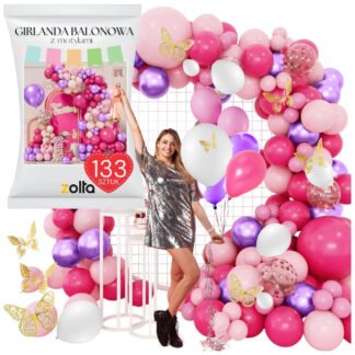Girlanda Balonowa Motýli Růžová Fialová 133ks