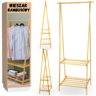 Bambusový regál na boty a oblečení s háčky