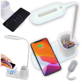 LED Stolní Lampa s Indukční Nabíječkou - Bílá