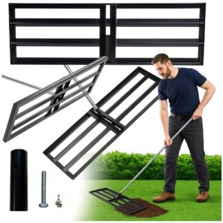 Nivelační hrábě na trávník 30x120 cm - ocelové, ruční, na krtince