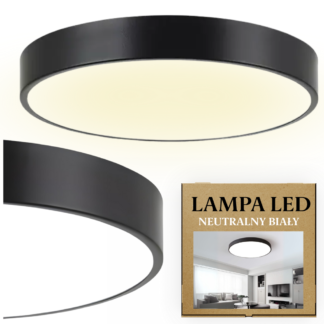 Stropní LED svítidlo / Plafon 50cm - Černé, Neutrální světlo do kuchyně, koupelny i obýváku