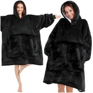 Deka mikina kocobluza velká oversize tlustá teplá s kapucí černá měkká